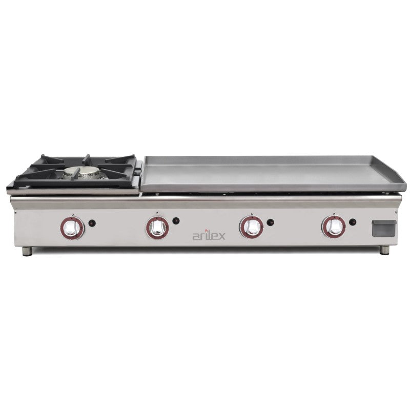 Arilex Plancha a Gas 80 cm Cromo Duro De 15 Mm (50 Micras) + Fogón 120PGCFN