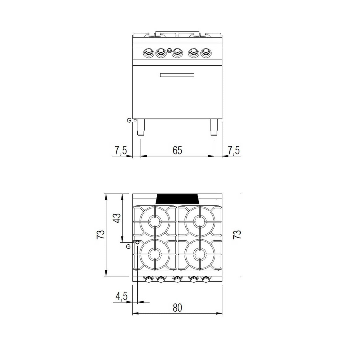 Savemah Cocina a gas 4 fuegos con horno SV 78 CFG Serie 700 - vista 2