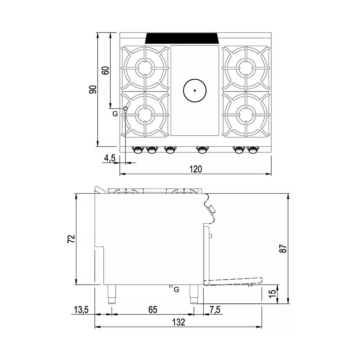 Savemah Cocina a gas con placa radiante y horno SV 912 TPP Serie 900 - vista 2