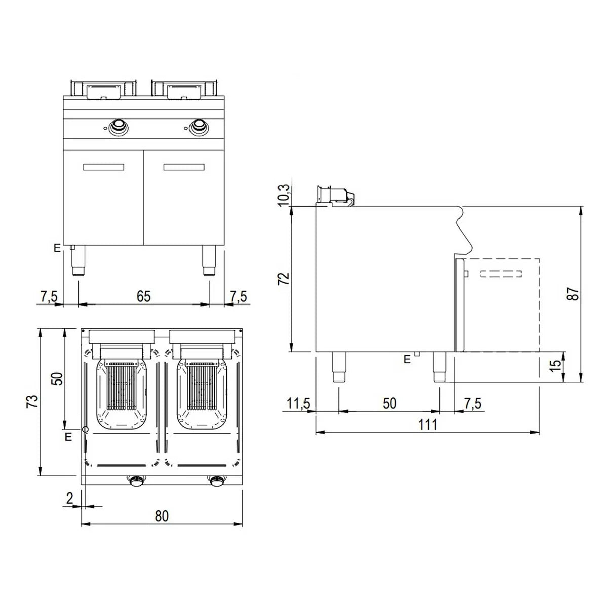 Savemah S700 Freidora SV 78 Mueble Abierto a gas - vista 5