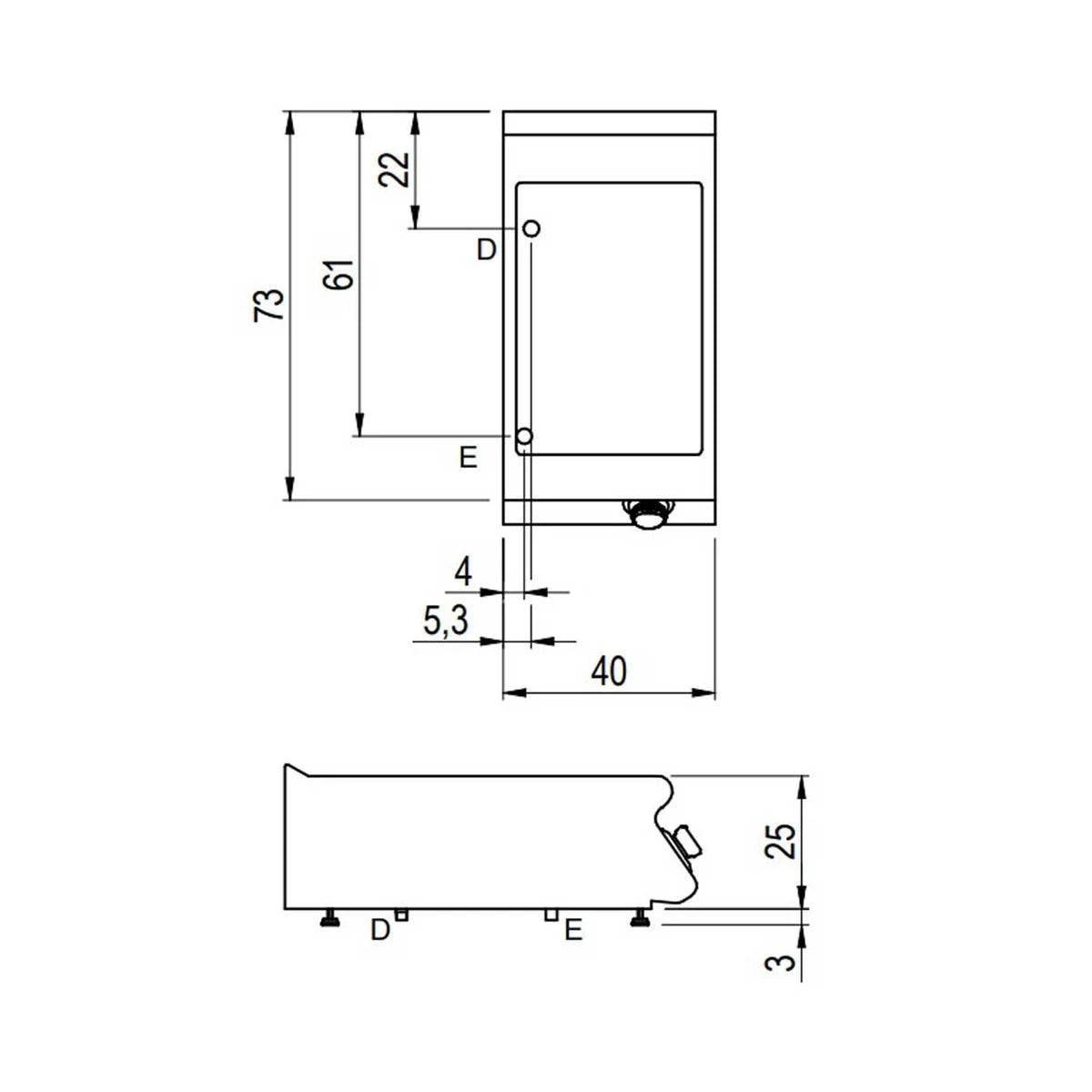 Savemah Serie 700 Baño María a Gas SV 74 BMG-T - plano de dimensiones