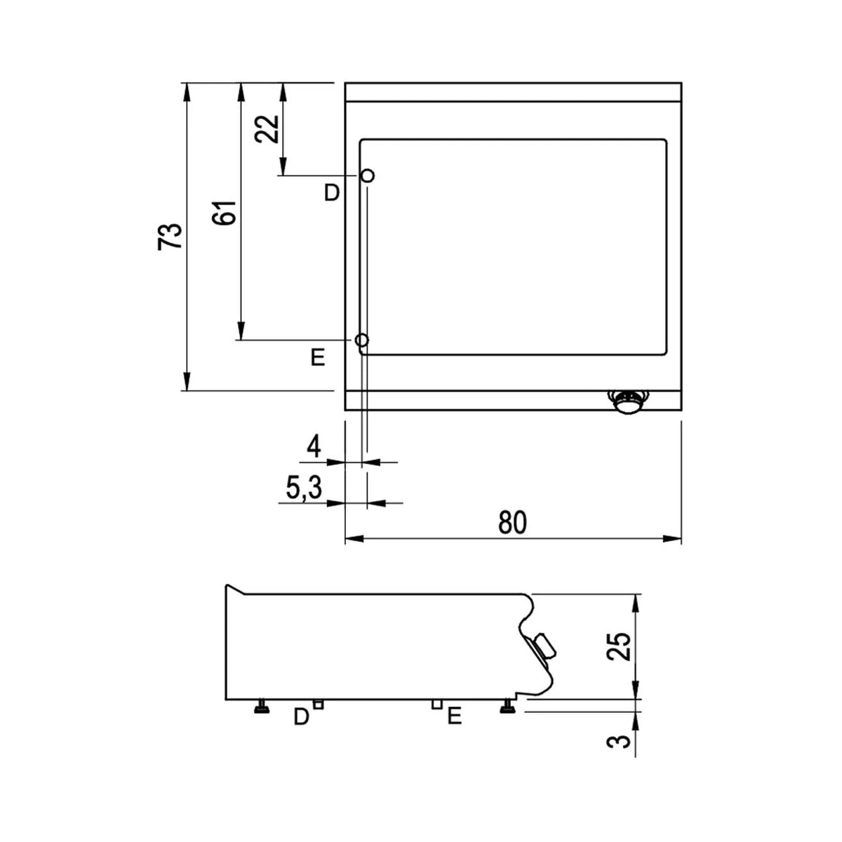 Savemah Serie 700 Baño María a Gas SV 78 BMG-T - plano de dimensiones