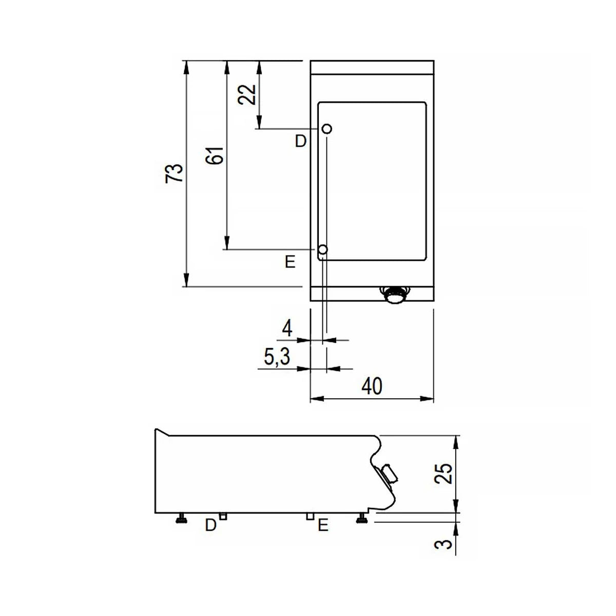 Savemah Serie 700 Baño María SV 74 BME-T - plano de dimensiones