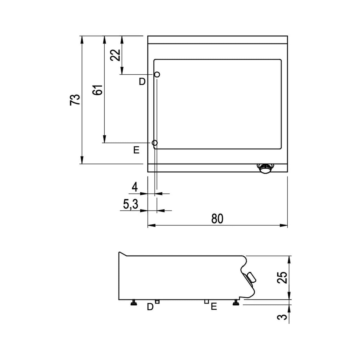 Savemah Serie 900 Baño María SV 98 BME-T - plano de dimensiones