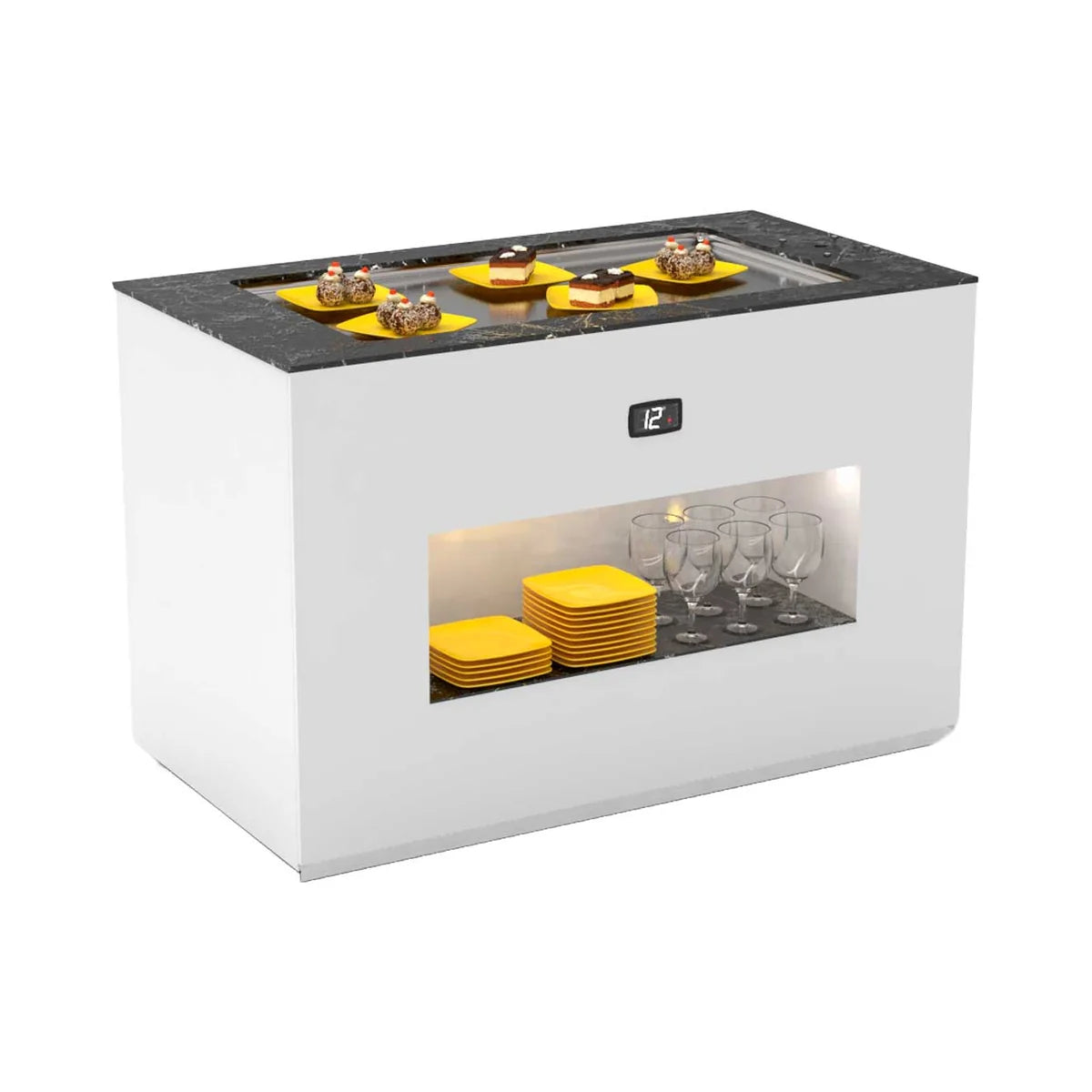 Sayl Módulo Base Refrigerado Placa Fría BUF15 - vista del expositor para buffet