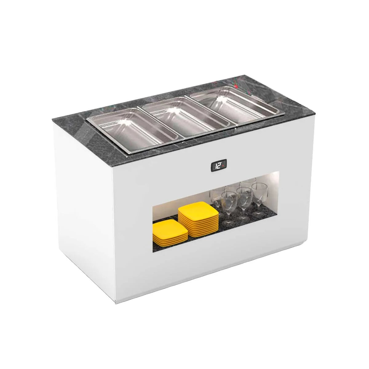 Sayl Módulo Base Refrigerado Placa Fría con Cubetas BUF65 - vista del expositor para buffet