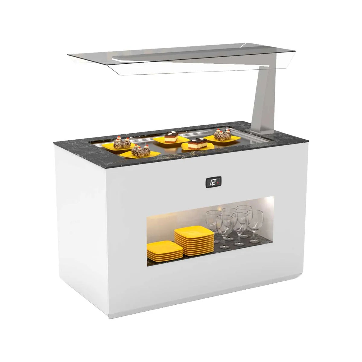 Sayl Módulo con Antiesputo Island Buffet Placa Fría BUF15A - vista del expositor para buffet