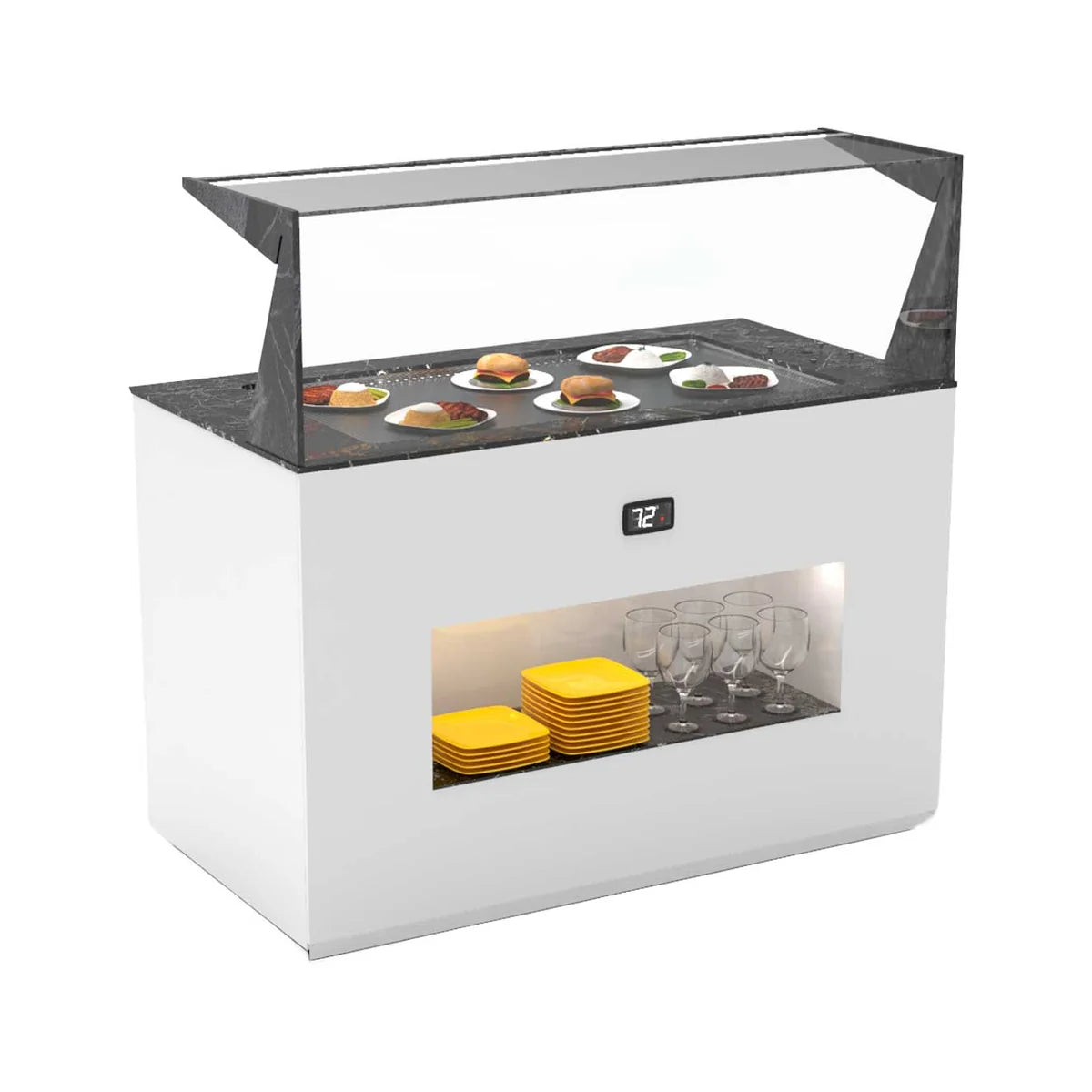 Sayl Módulo Self-Service Placa Caliente Sahara BUSE - vista del expositor para buffet