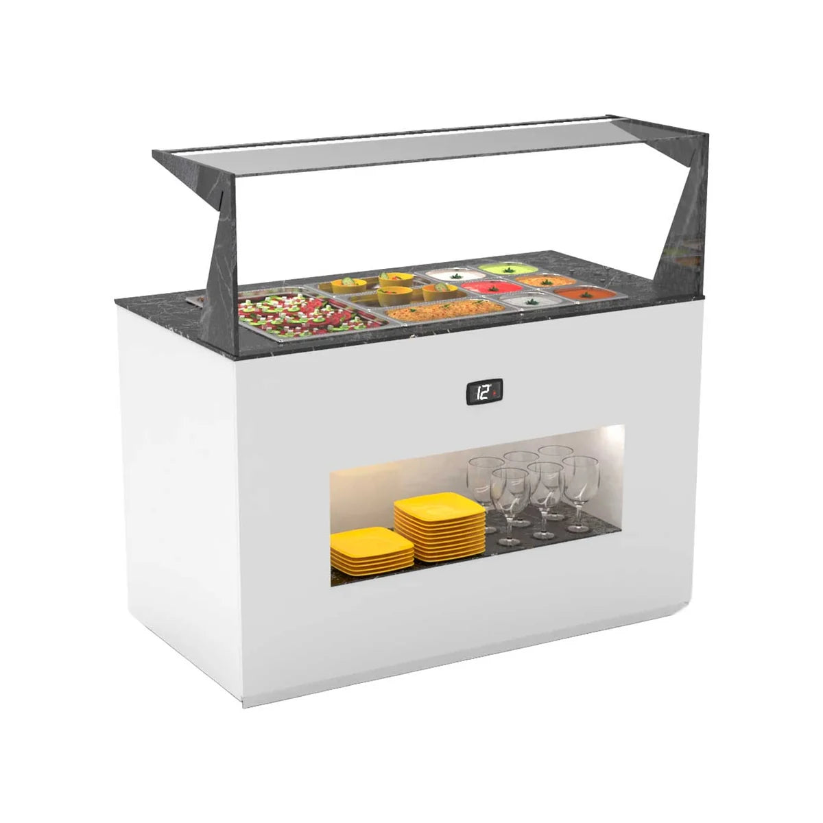 Sayl Módulo Self-Service Placa Fría con Bandejas BUF65E - vista del expositor para buffet