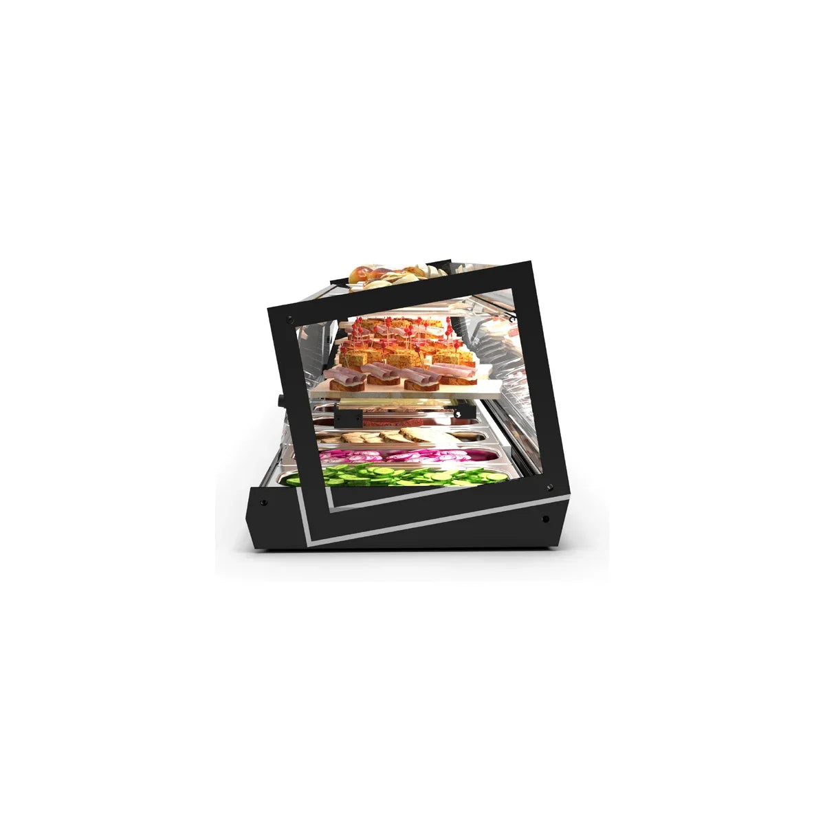 Sayl KUBE VCKB – Vitrina de tapas refrigerada compacta — Cuba plana. Fotografía representativa de la familia; el equipamiento de la cuba depende de la versión seleccionada.