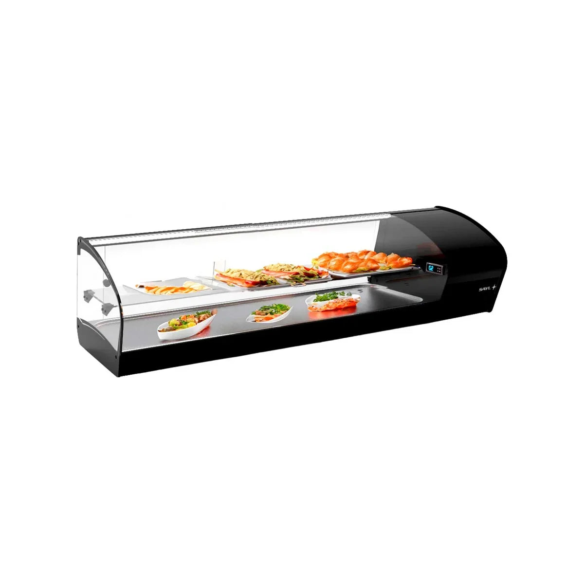 Sayl SHARK 2P SK – Vitrina de tapas refrigerada compacta — Cuba plana. Vista representativa de la gama.