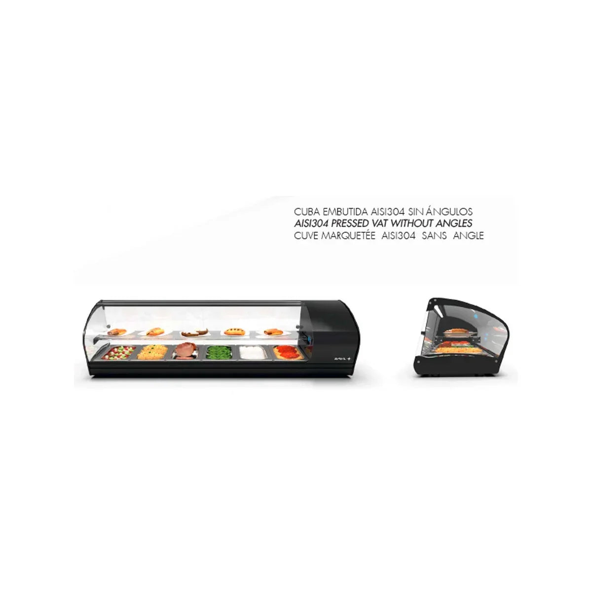 Sayl SHARK 2P SK – Vitrina de tapas refrigerada compacta — Bandejas GN. Otra vista o configuración de la gama.