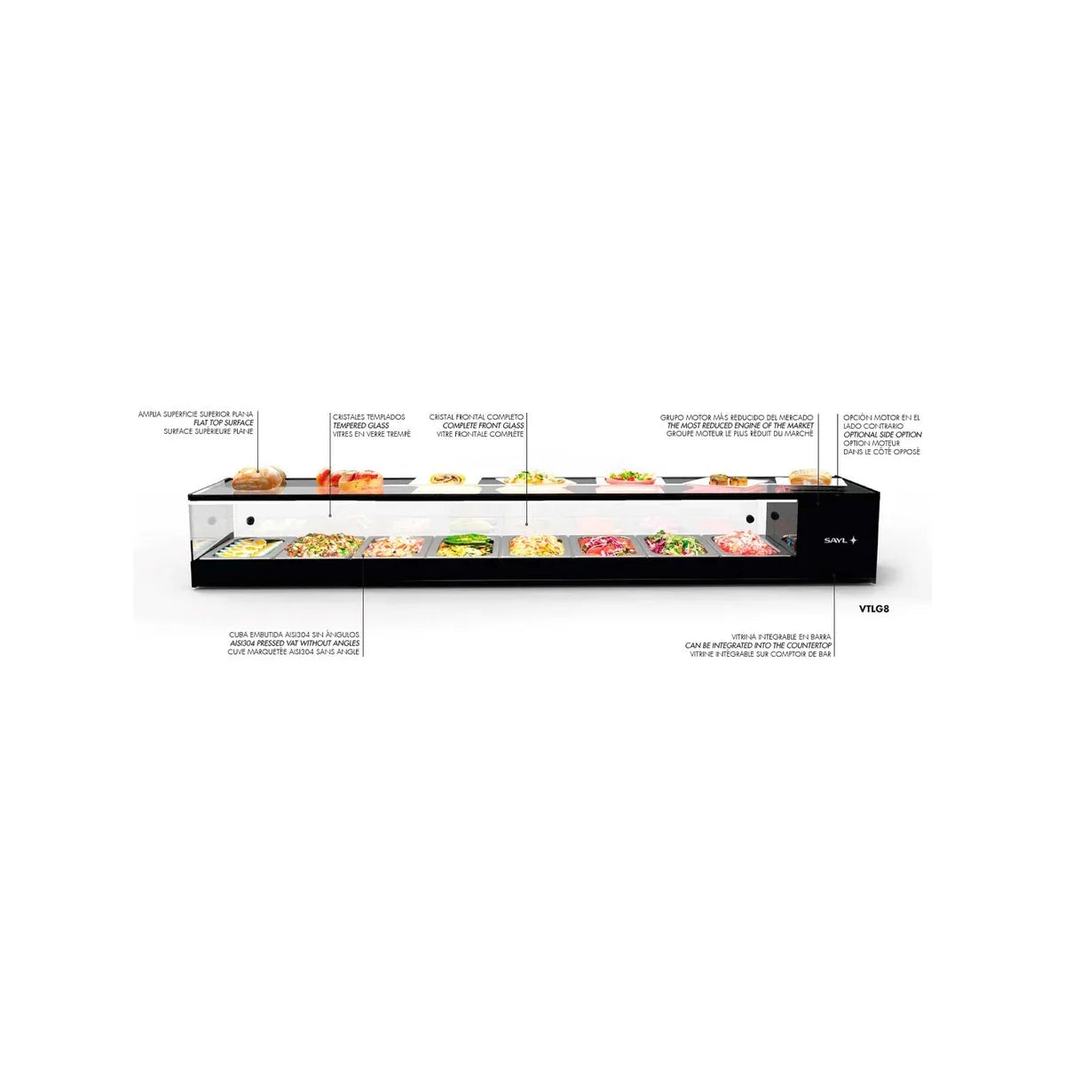 Sayl LOGIC 1P VTLG – Vitrina de tapas refrigerada compacta — Bandejas GN. Otra vista o configuración de la gama.