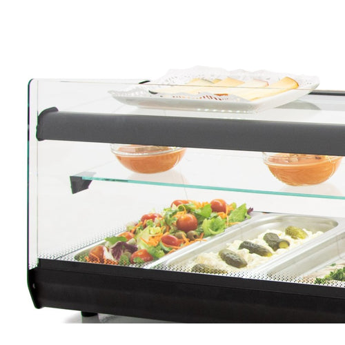 Arilex vitrina refrigerada de tapas VTG triple negra con cubetas GN 1/3 vista trasera