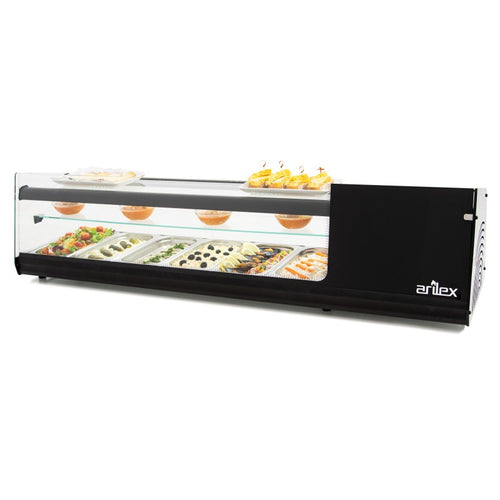 Arilex vitrina refrigerada de tapas VTL triple negra con placa lisa vista frontal
