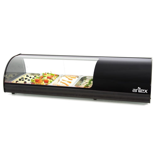 Arilex vitrina refrigerada de tapas VTL negra con placa lisa vista frontal